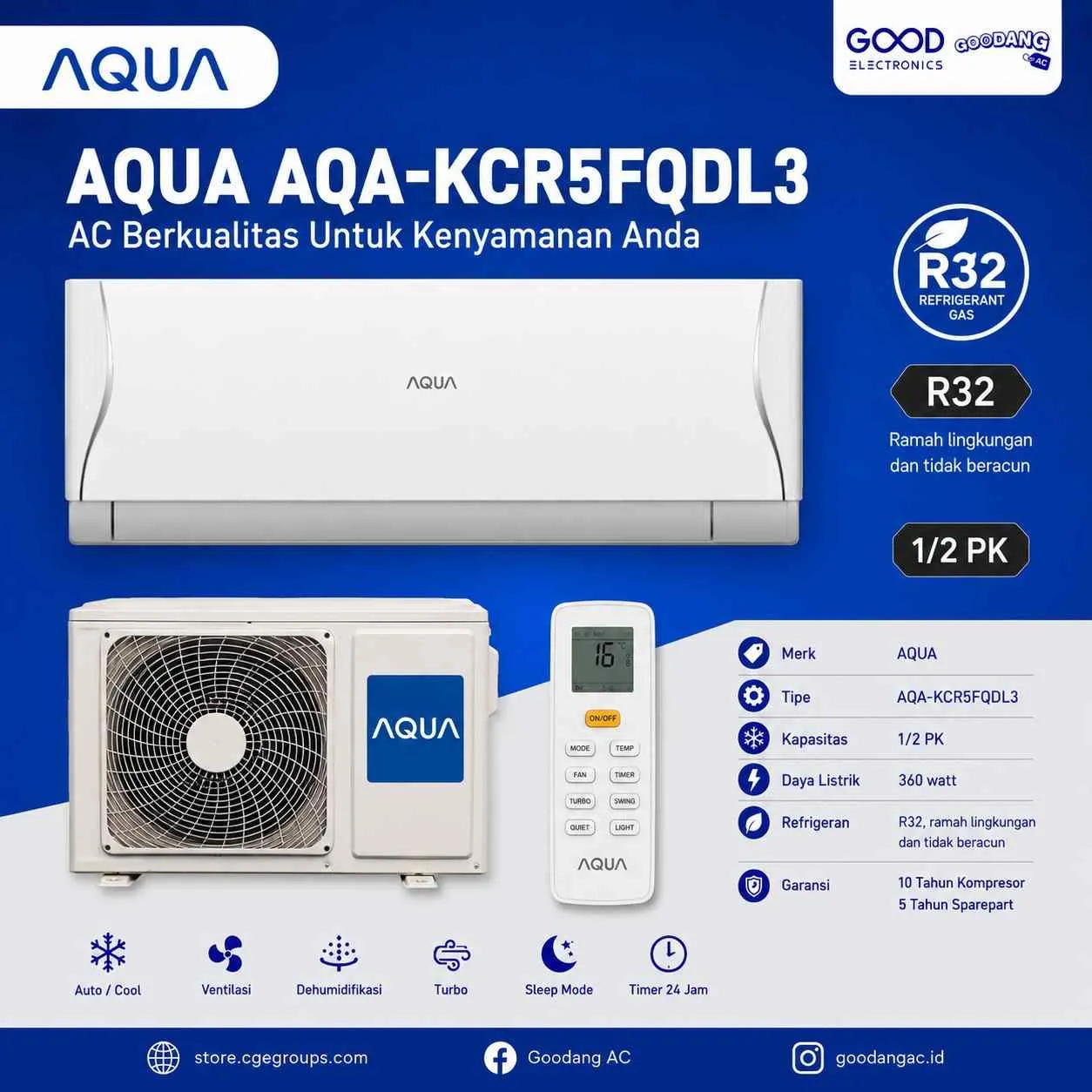 Unit AC Merk AQUA AQA-KCR5FQDL3 1/2Pk