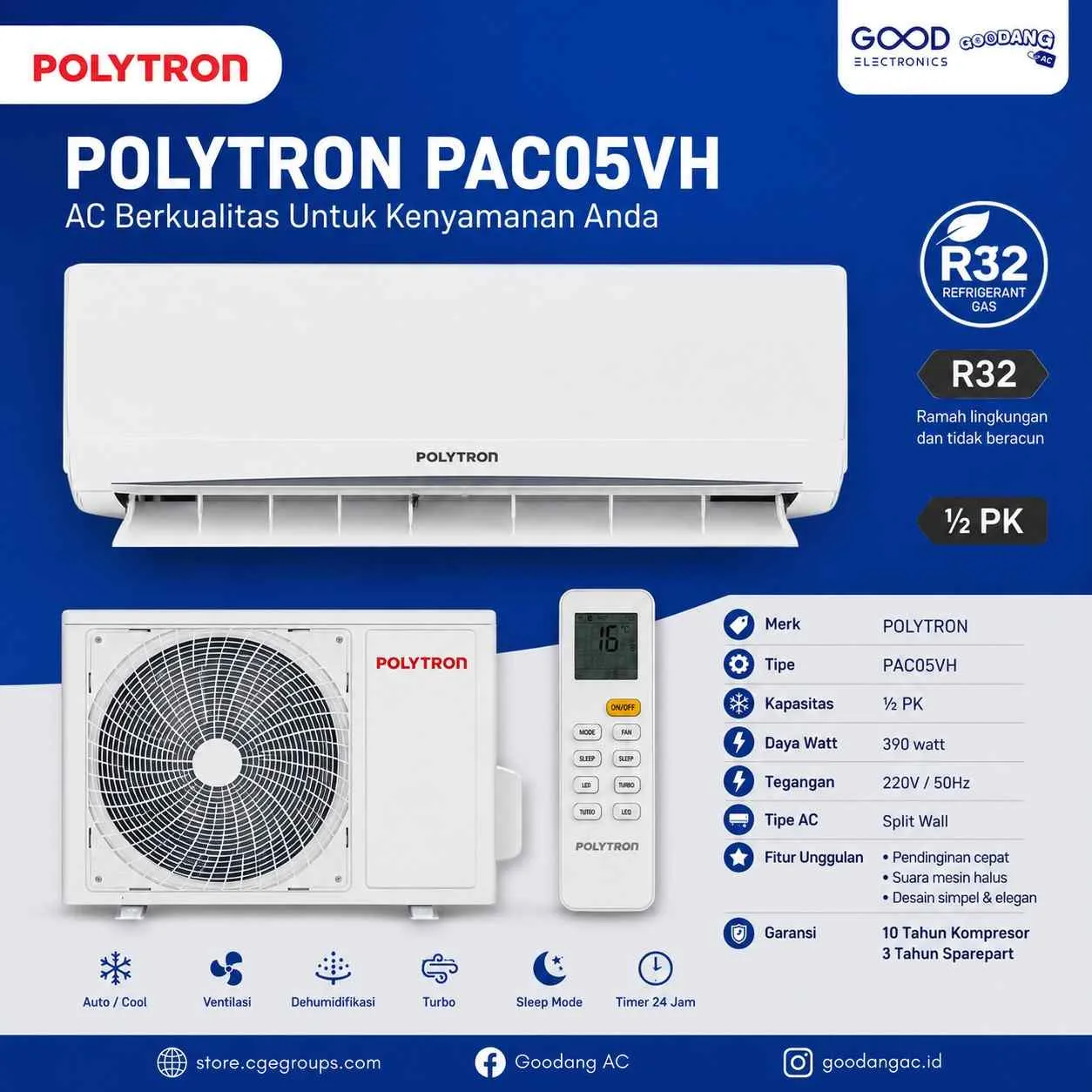 Unit Ac Merk POLYTRON PAC05VH 1/2Pk	