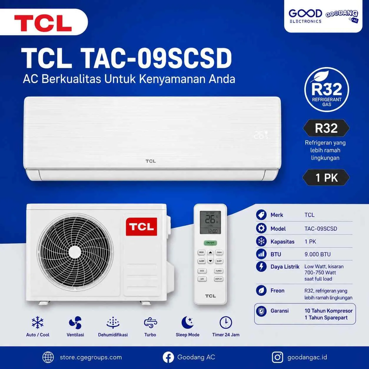 Unit Ac TCL 1 Pk Type TAC-09CSD