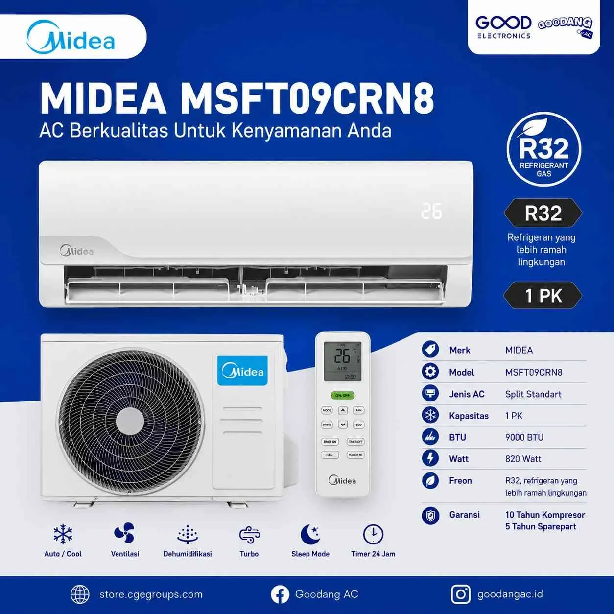 Unit AC Merk MIDEA MSFT-09CRN8 1 Pk