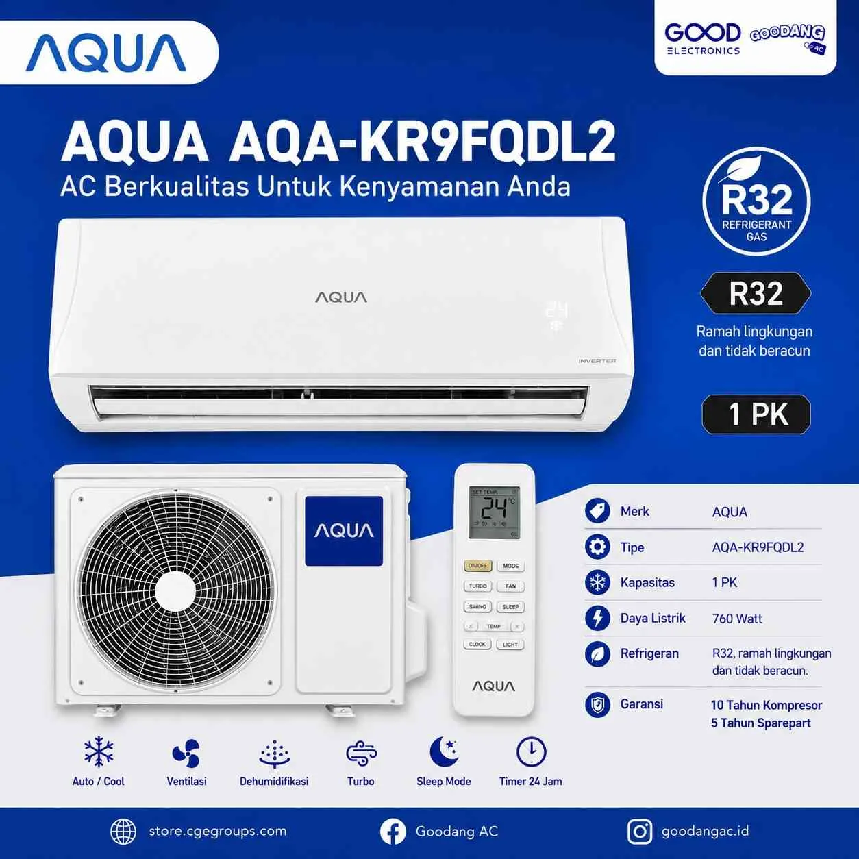 Unit Ac Merk AQUA AQA-KR9FQAL2 1Pk	
